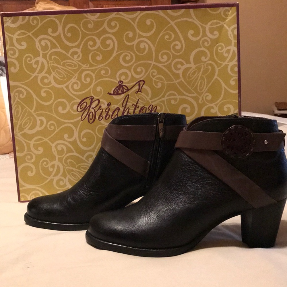 Brighton black leather booties. Size 6 1/2 medium.